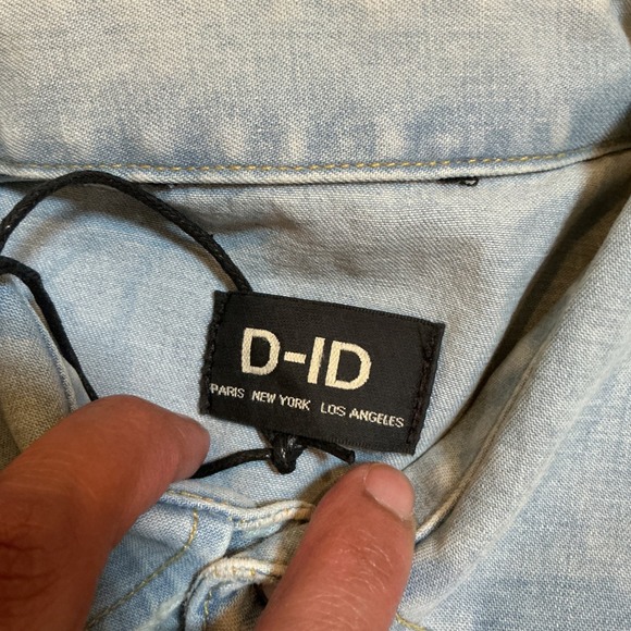 D-ID Denim Island Western Shirt Dress Small Blue New Distressed Pearl Snap Tunic - Picture 4 of 11